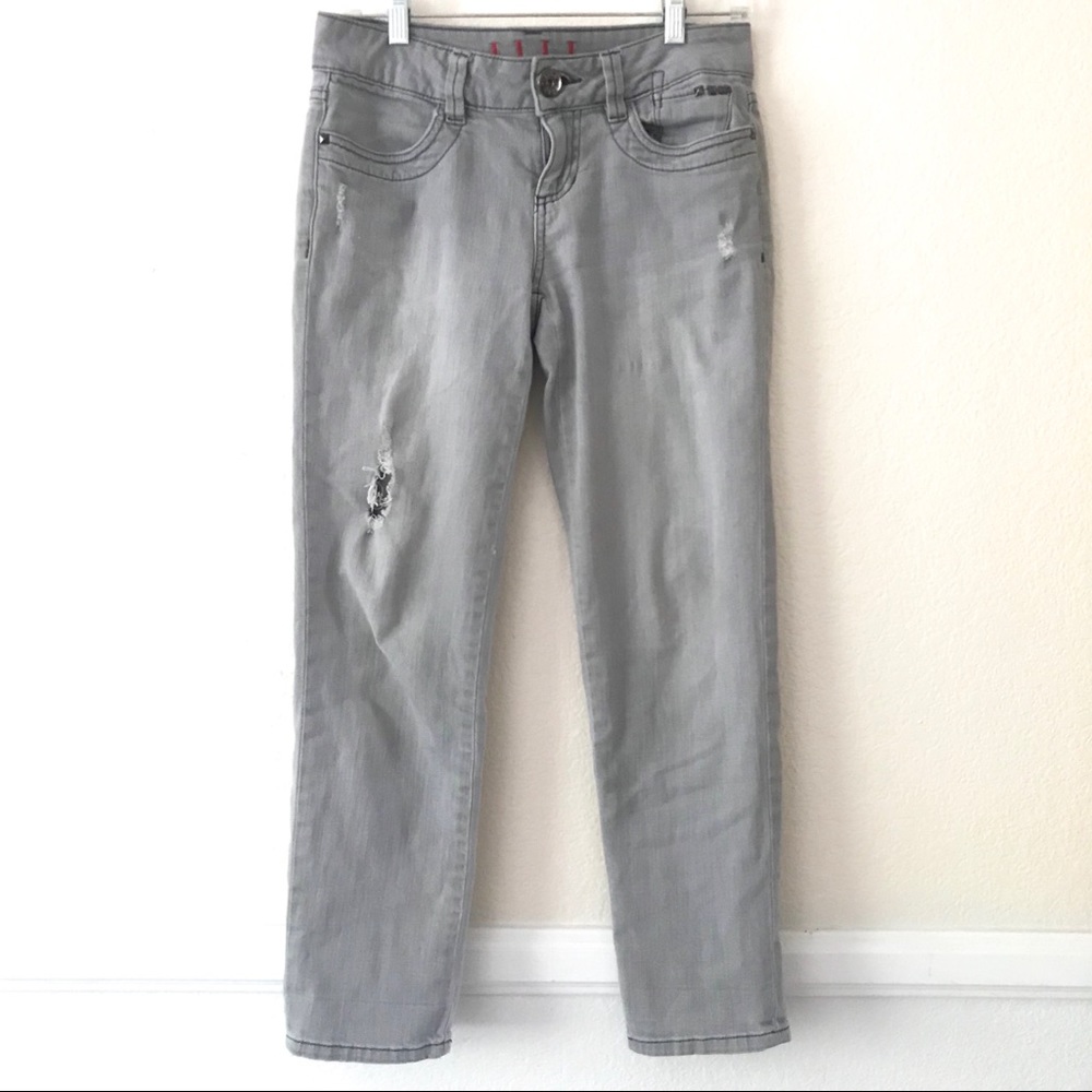 Elle Women’s Distressed Gray Jeans
